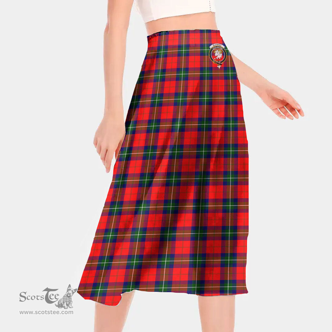 Scottish Ruthven Modern Clan Crest Tartan Womens Long Section Chiffon Skirt Tartan Skirt