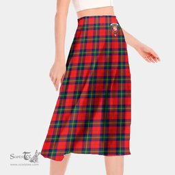 Scottish Ruthven Modern Clan Crest Tartan Womens Long Section Chiffon Skirt Tartan Skirt