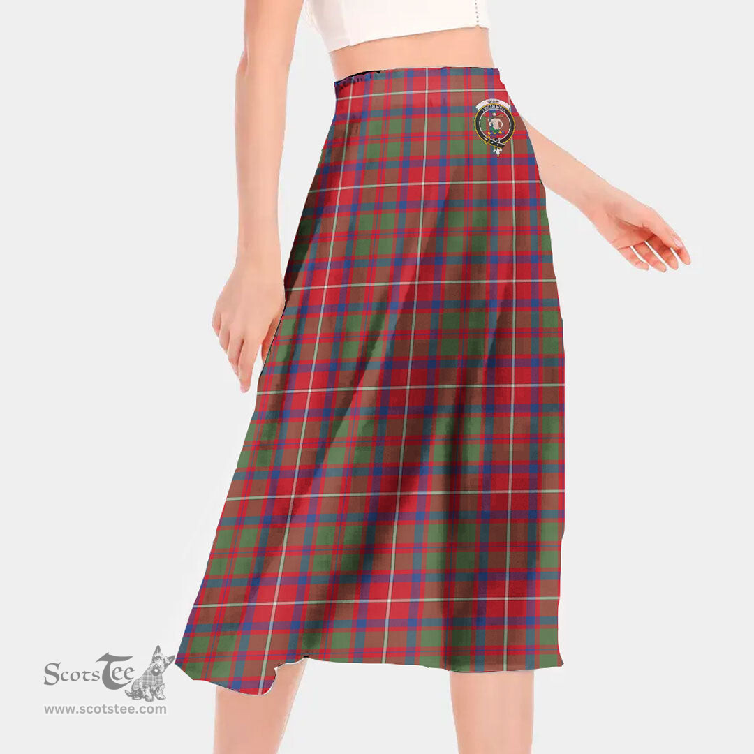 Scottish Shaw Red Modern Clan Crest Tartan Womens Long Section Chiffon Skirt Tartan Skirt