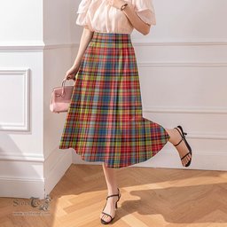Scottish Ogilvie of Airlie Ancient Clan Tartan Womens Long Section Chiffon Skirt Tartan Skirt