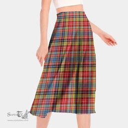 Scottish Ogilvie of Airlie Ancient Clan Tartan Womens Long Section Chiffon Skirt Tartan Skirt