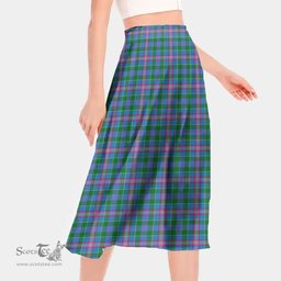 Scottish Pitcairn Hunting Clan Tartan Womens Long Section Chiffon Skirt Tartan Skirt