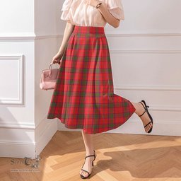 Scottish Ross Modern Clan Tartan Womens Long Section Chiffon Skirt Tartan Skirt