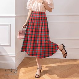 Scottish Sinclair Modern Clan Tartan Womens Long Section Chiffon Skirt Tartan Skirt