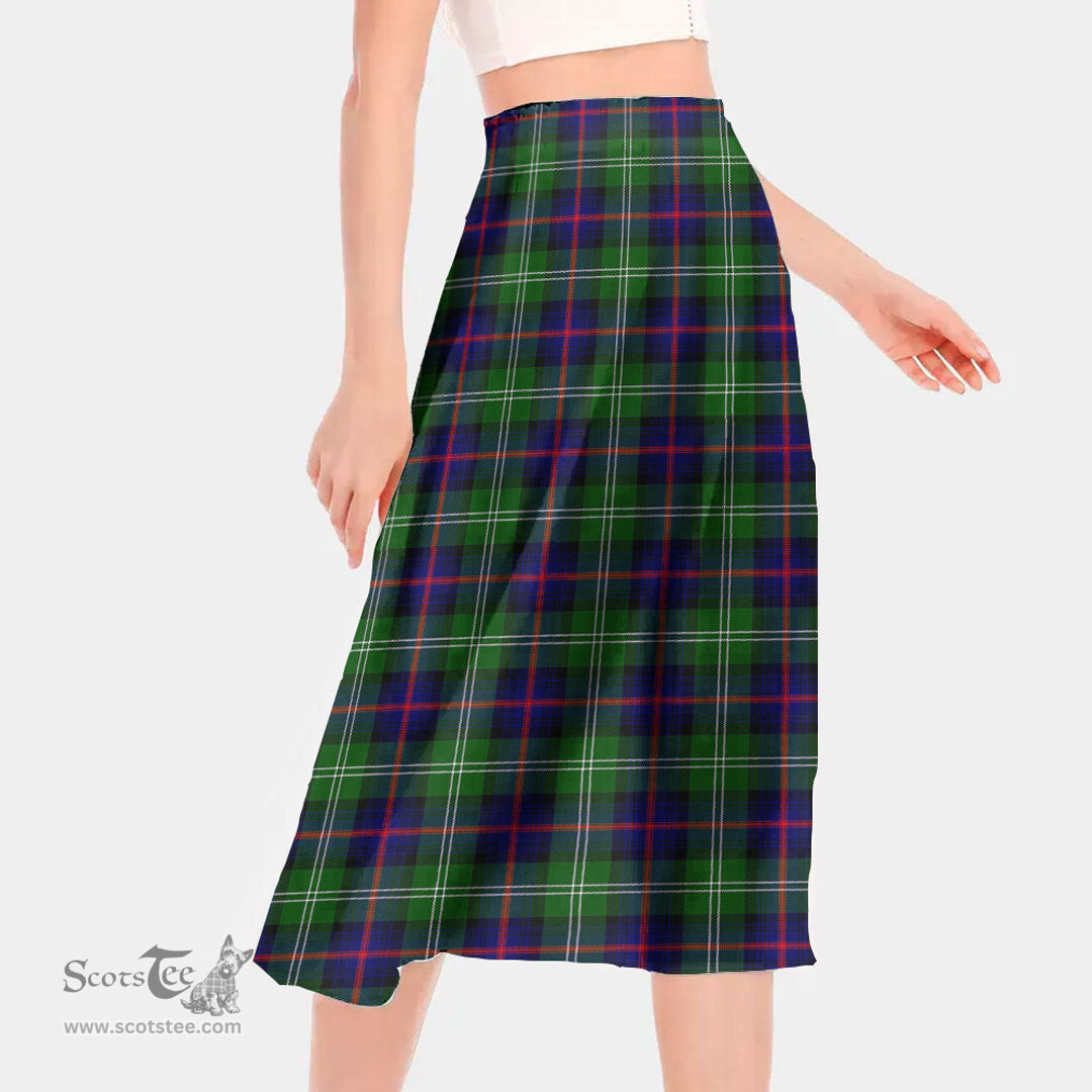 Scottish Sutherland Modern Clan Tartan Womens Long Section Chiffon Skirt Tartan Skirt