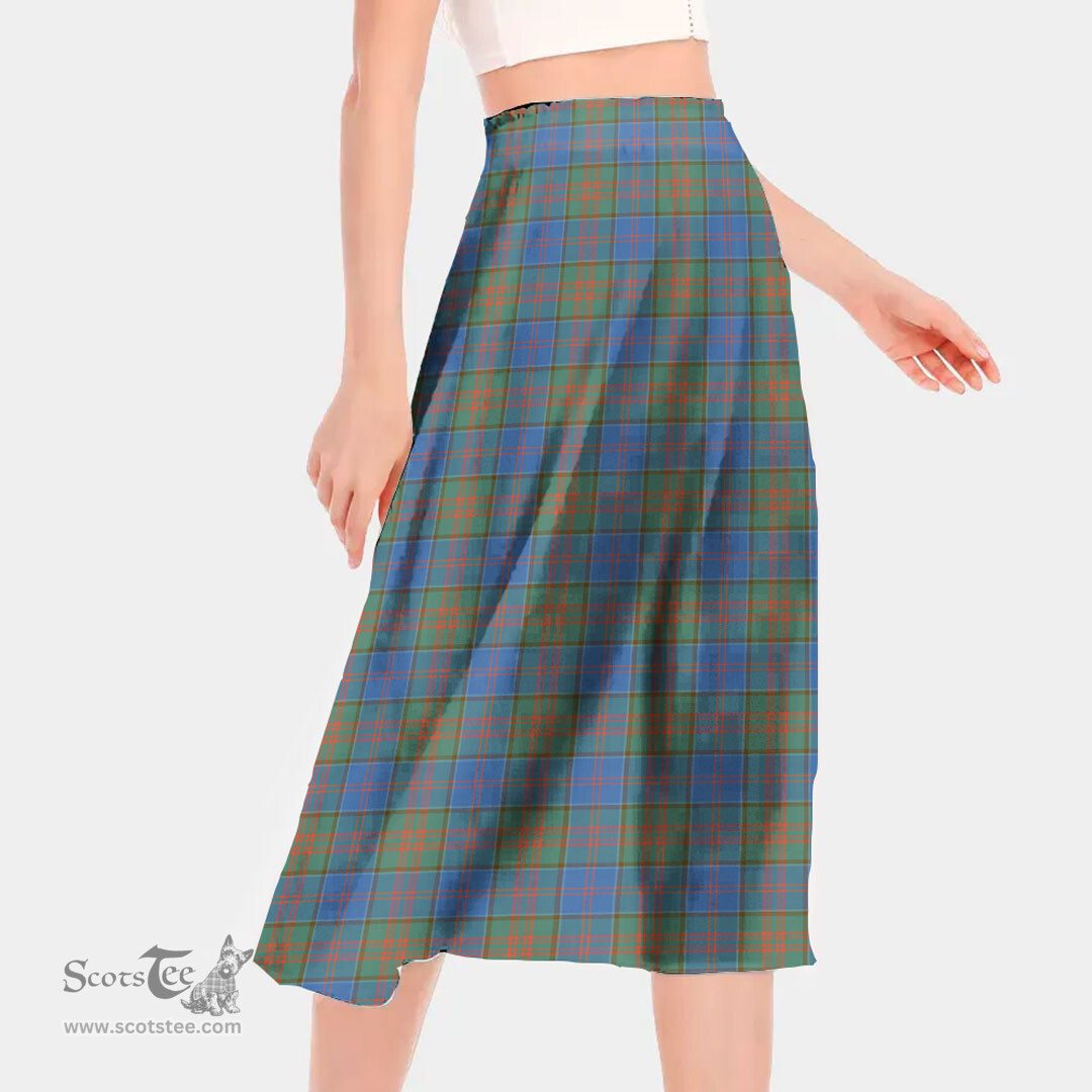 Scottish Stewart of Appin Hunting Ancient Clan Tartan Womens Long Section Chiffon Skirt Tartan Skirt