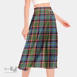 Scottish Stirling & Bannockburn District Clan Crest Tartan Womens Long Section Chiffon Skirt Tartan Skirt