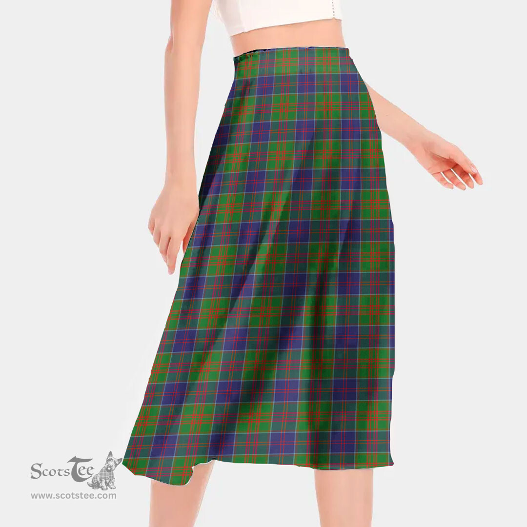 Scottish Stewart of Appin Hunting Modern Clan Tartan Womens Long Section Chiffon Skirt Tartan Skirt