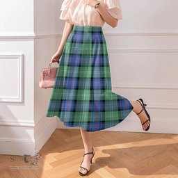 Scottish Sutherland Old Ancient Clan Tartan Womens Long Section Chiffon Skirt Tartan Skirt
