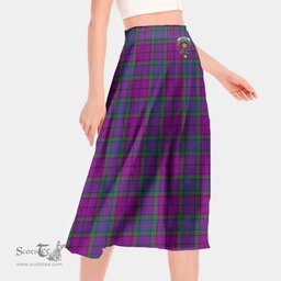 Scottish Wardlaw Modern Clan Crest Tartan Womens Long Section Chiffon Skirt Tartan Skirt