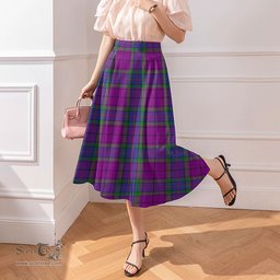 Scottish Wardlaw Modern Clan Tartan Womens Long Section Chiffon Skirt Tartan Skirt