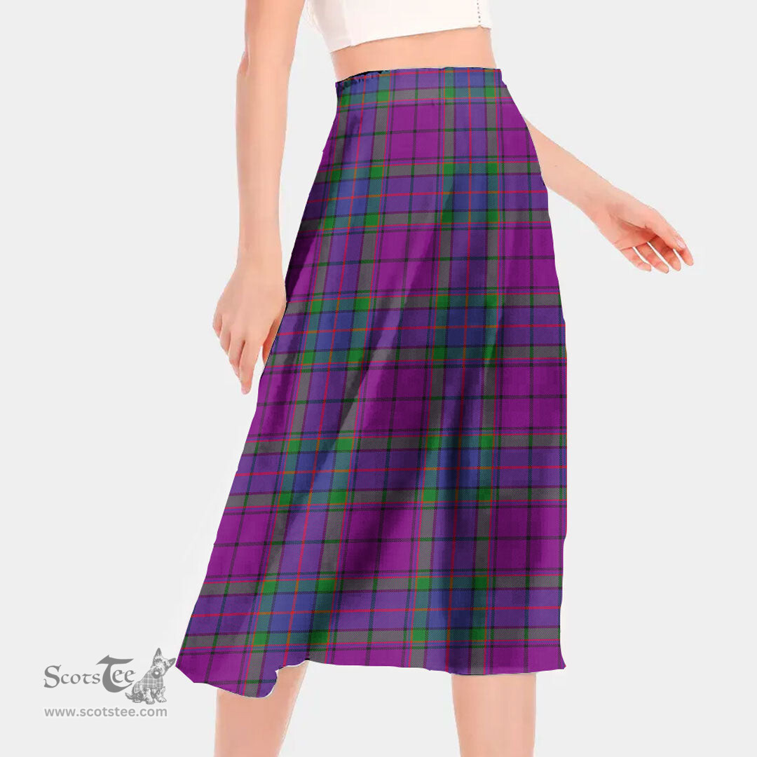 Scottish Wardlaw Modern Clan Tartan Womens Long Section Chiffon Skirt Tartan Skirt