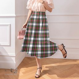 Scottish Stewart Dress Modern Clan Tartan Womens Long Section Chiffon Skirt Tartan Skirt