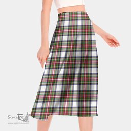 Scottish Stewart Dress Modern Clan Tartan Womens Long Section Chiffon Skirt Tartan Skirt