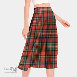 Scottish Stewart Royal Modern Clan Tartan Womens Long Section Chiffon Skirt Tartan Skirt