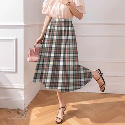 Scottish Stewart Dress Ancient Clan Tartan Womens Long Section Chiffon Skirt Tartan Skirt