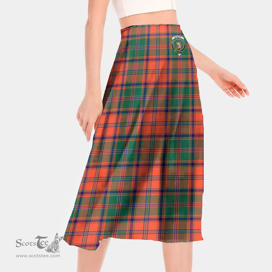 Scottish Stewart of Appin Ancient Clan Crest Tartan Womens Long Section Chiffon Skirt Tartan Skirt