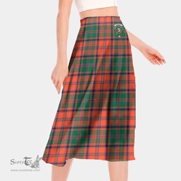 Scottish Stewart of Appin Ancient Clan Crest Tartan Womens Long Section Chiffon Skirt Tartan Skirt