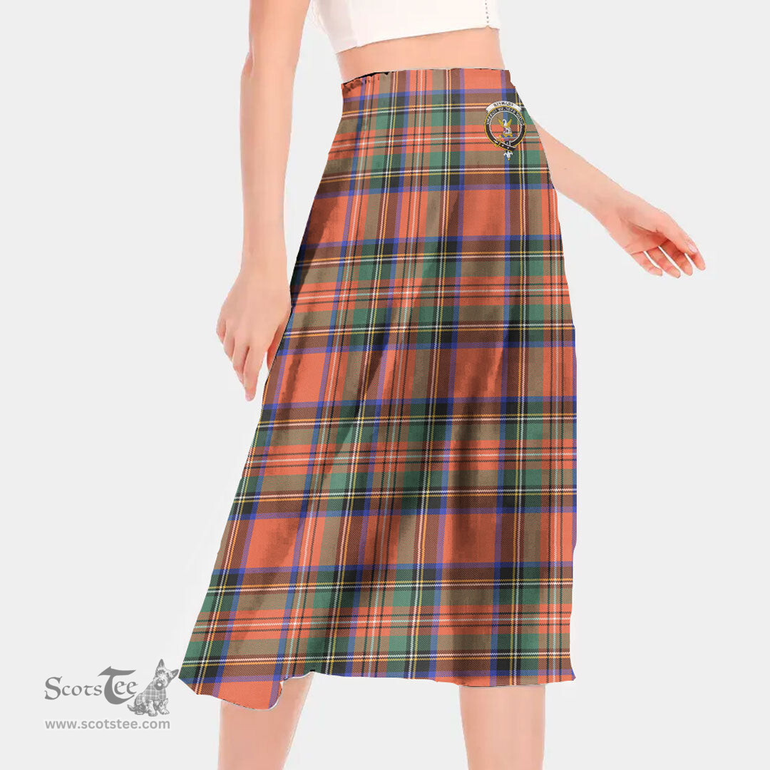 Scottish Stewart Royal Ancient Clan Crest Tartan Womens Long Section Chiffon Skirt Tartan Skirt