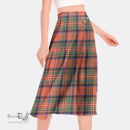 Scottish Stewart Royal Ancient Clan Crest Tartan Womens Long Section Chiffon Skirt Tartan Skirt