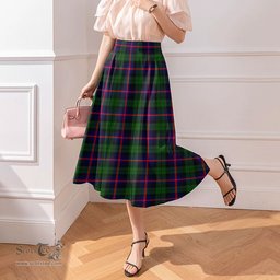 Scottish Urquhart Modern Clan Tartan Womens Long Section Chiffon Skirt Tartan Skirt