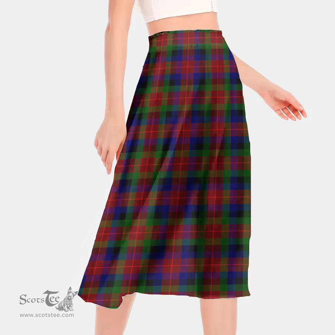 Scottish Tennant Clan Tartan Womens Long Section Chiffon Skirt Tartan Skirt