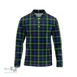 Scottish Baillie Modern Tartan Long Sleeve Plaid Polo Shirt
