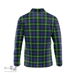 Scottish Baillie Modern Tartan Long Sleeve Plaid Polo Shirt
