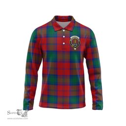 Scottish Auchinleck Clan Crest Tartan Polo Long Sleeve Plaid Polo Shirt