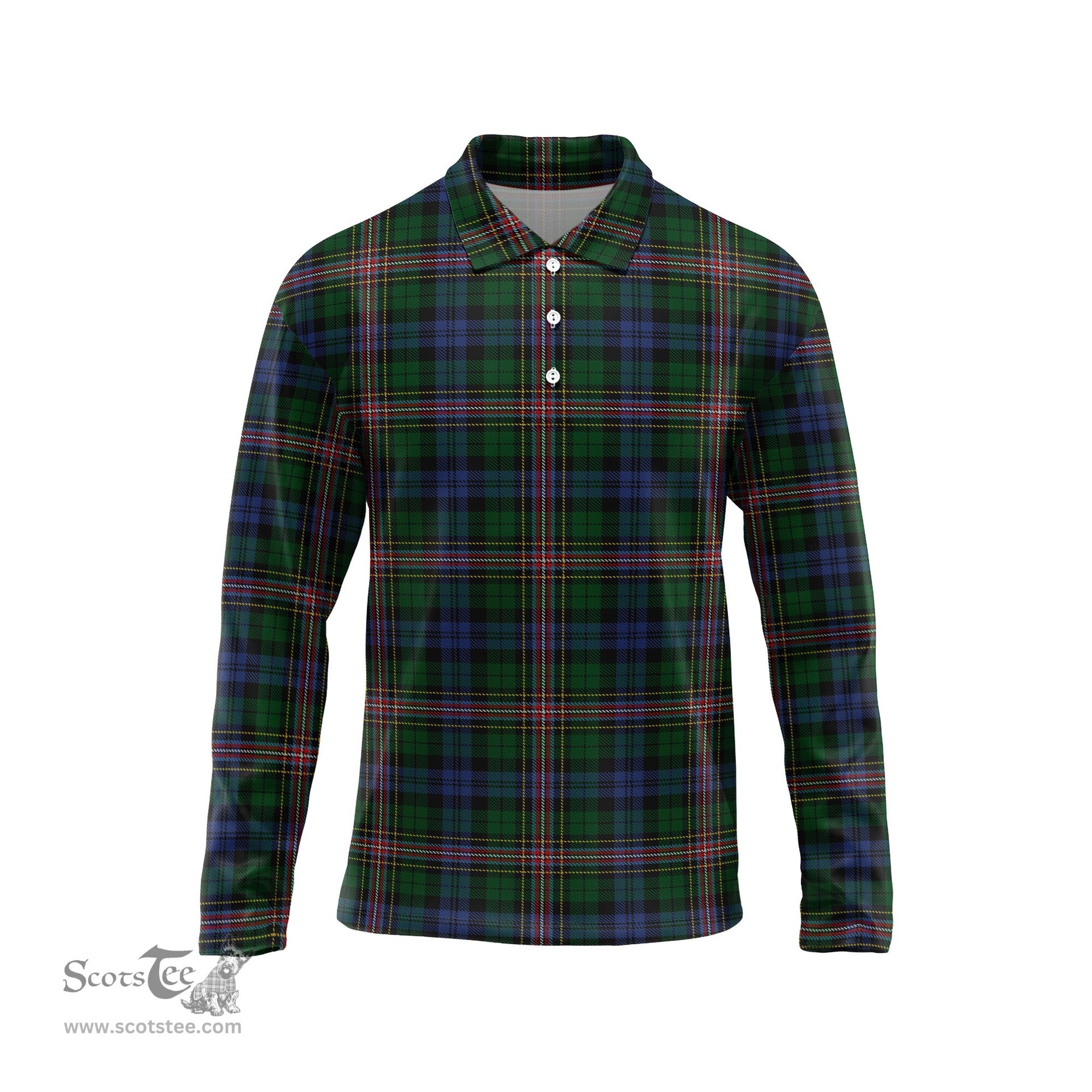 Scottish Allison Tartan Long Sleeve Plaid Polo Shirt