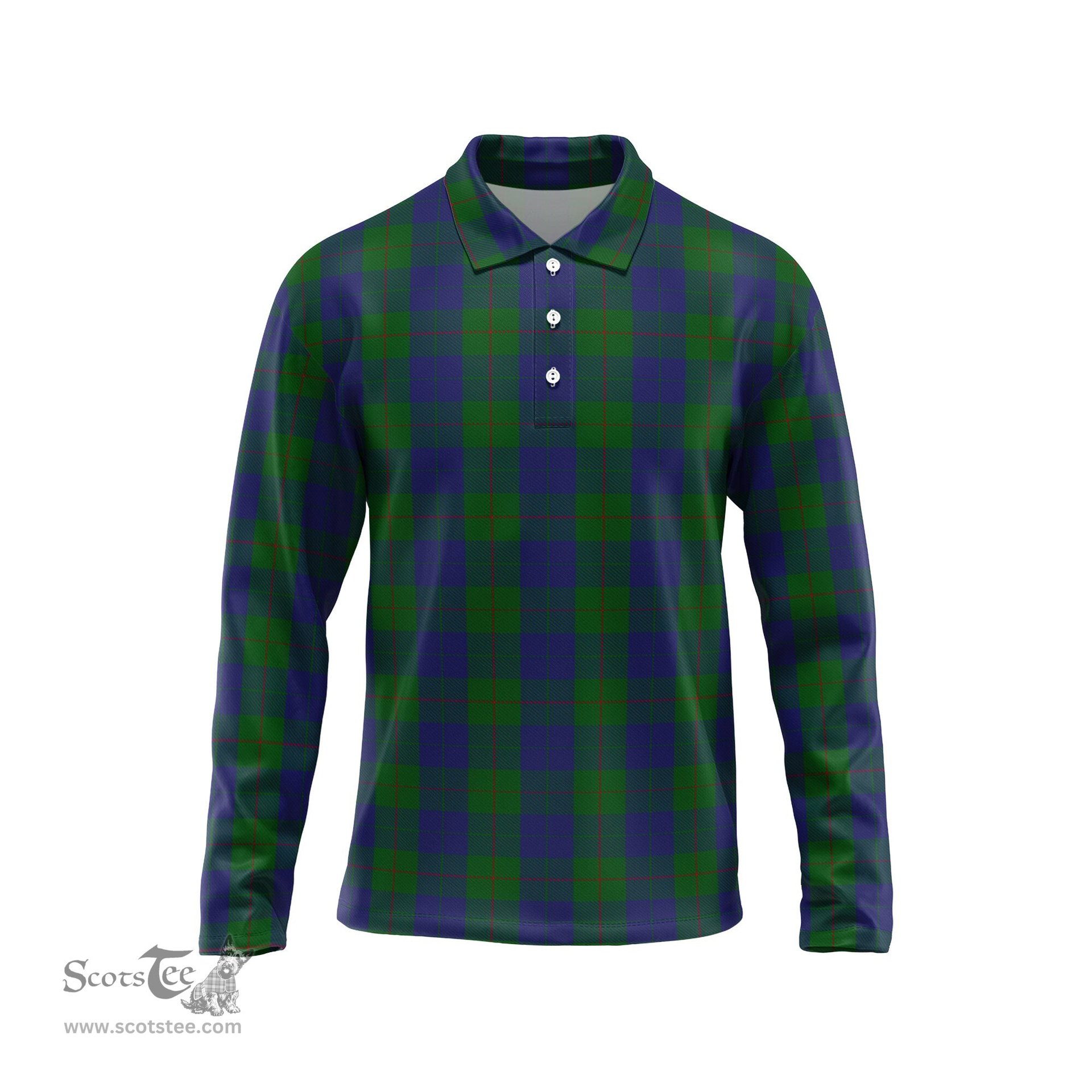 Scottish Barclay Tartan Long Sleeve Plaid Polo Shirt