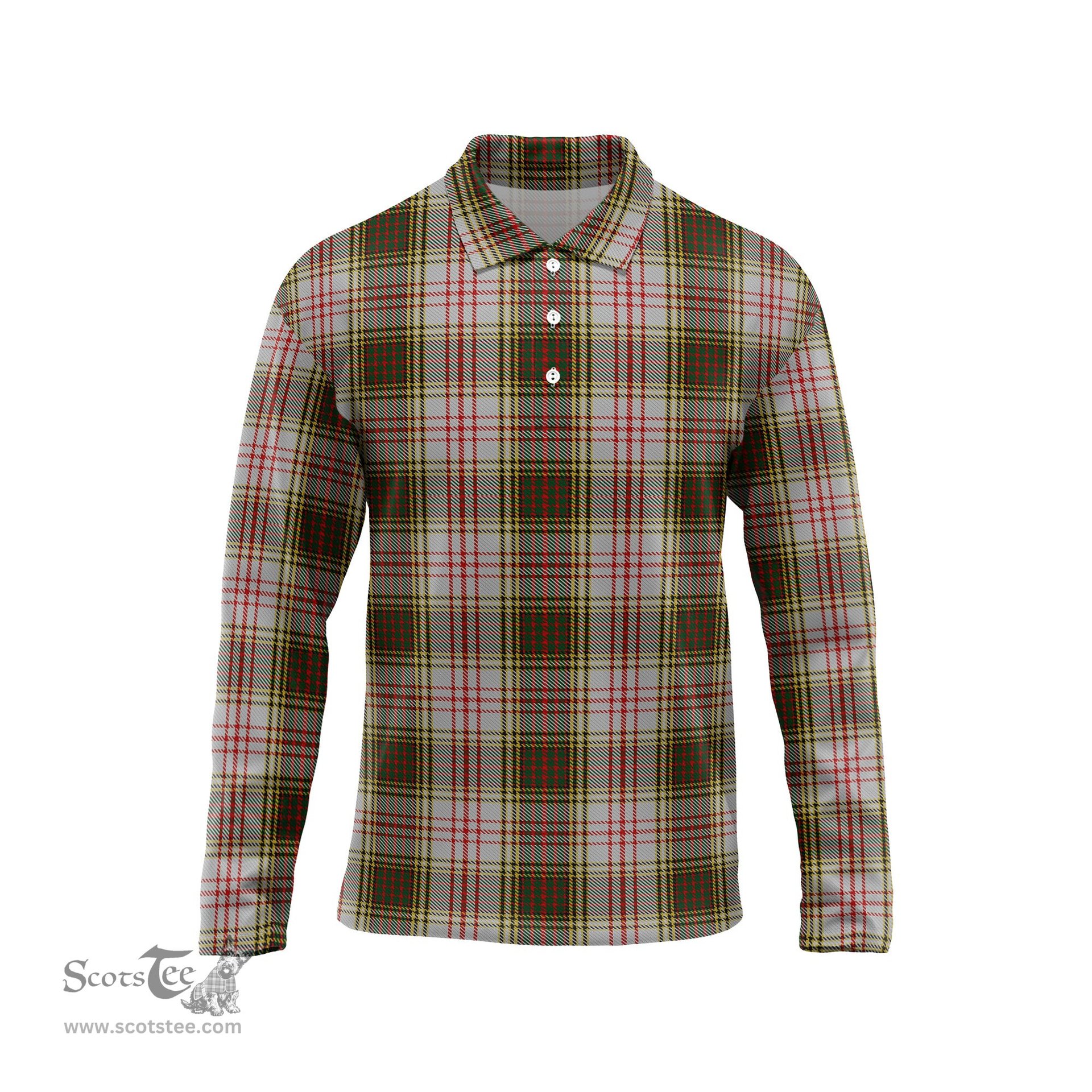 Scottish Anderson Dress Tartan Long Sleeve Plaid Polo Shirt
