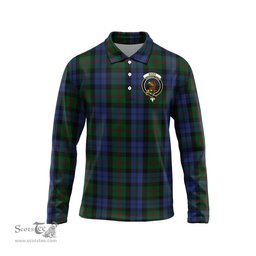 Scottish Baird Clan Crest Tartan Polo Long Sleeve Plaid Polo Shirt