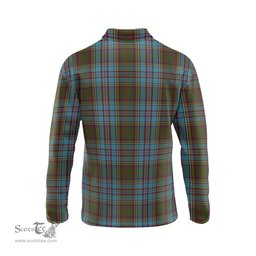 Scottish Anderson Clan Crest Tartan Polo Long Sleeve Plaid Polo Shirt
