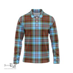 Scottish Anderson Ancient Tartan Long Sleeve Plaid Polo Shirt