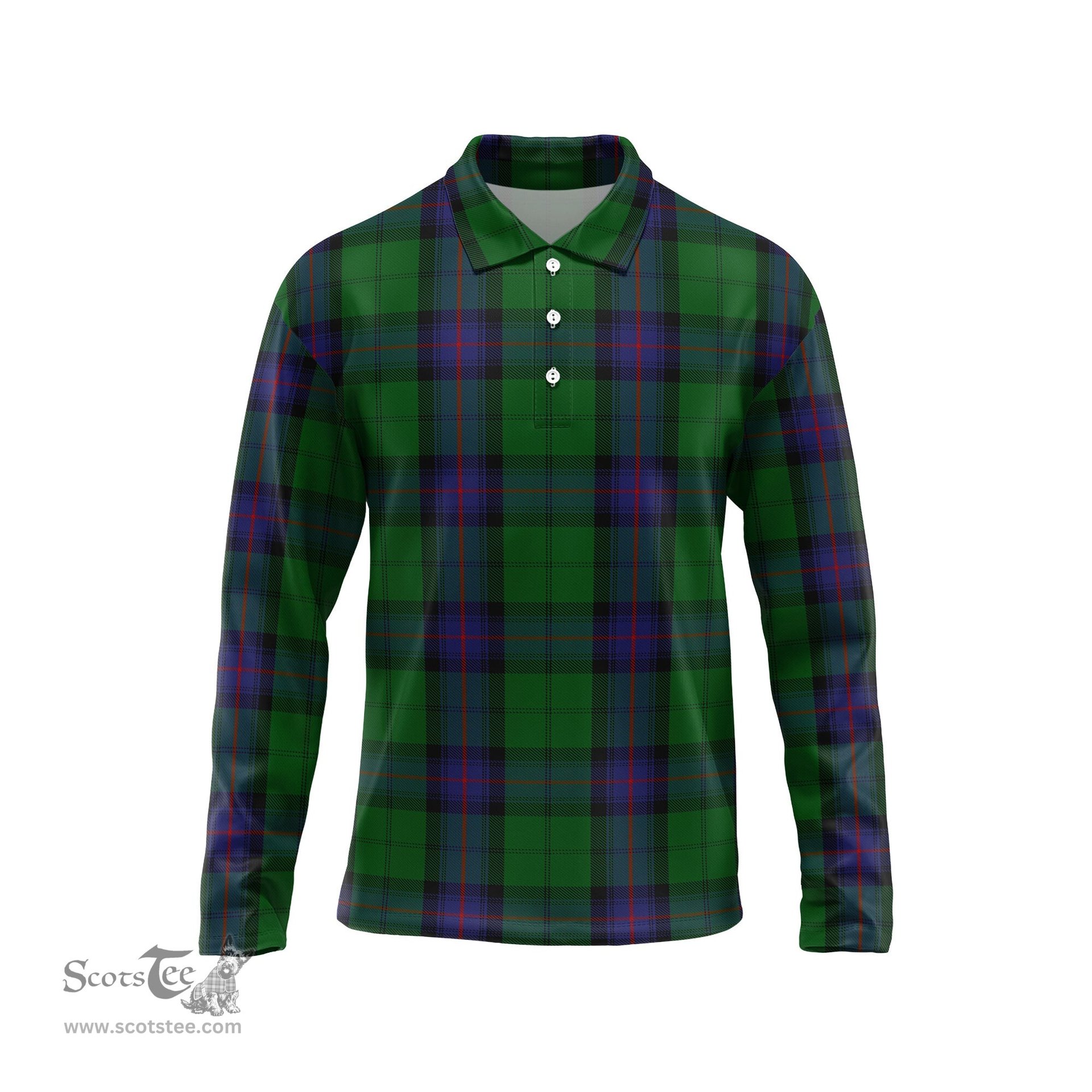 Scottish Armstrong Tartan Long Sleeve Plaid Polo Shirt
