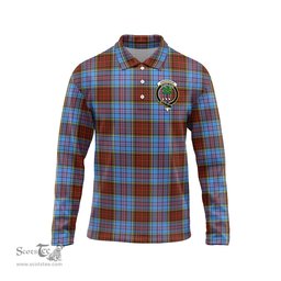 Scottish Anderson Modern Clan Crest Tartan Polo Long Sleeve Plaid Polo Shirt