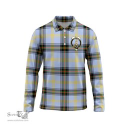 Scottish Bell Clan Crest Tartan Polo Long Sleeve Plaid Polo Shirt