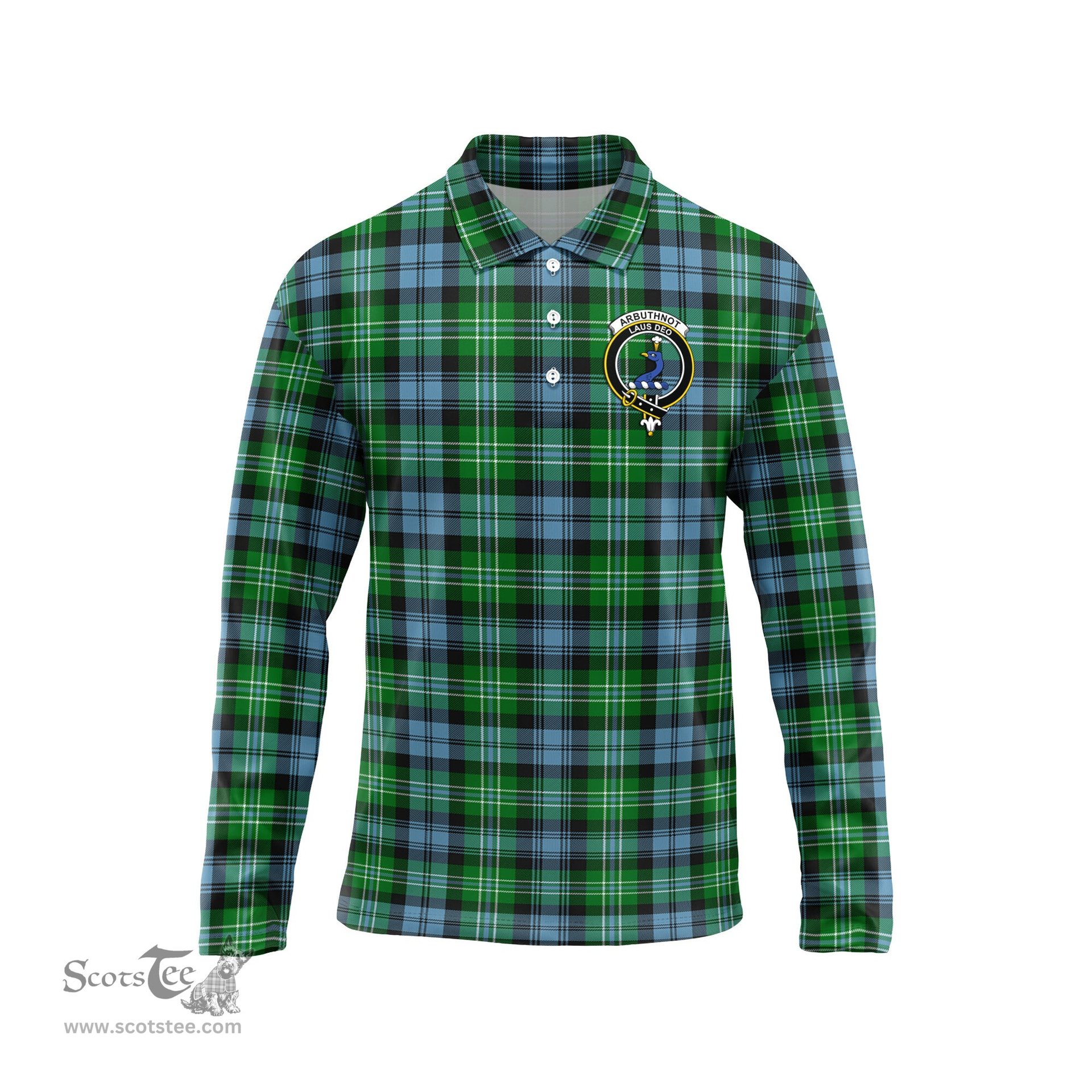 Scottish Arbuthnot Ancient Clan Crest Tartan Polo Long Sleeve Plaid Polo Shirt