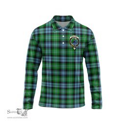 Scottish Arbuthnot Ancient Clan Crest Tartan Polo Long Sleeve Plaid Polo Shirt