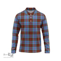 Scottish Anderson Modern Tartan Long Sleeve Plaid Polo Shirt
