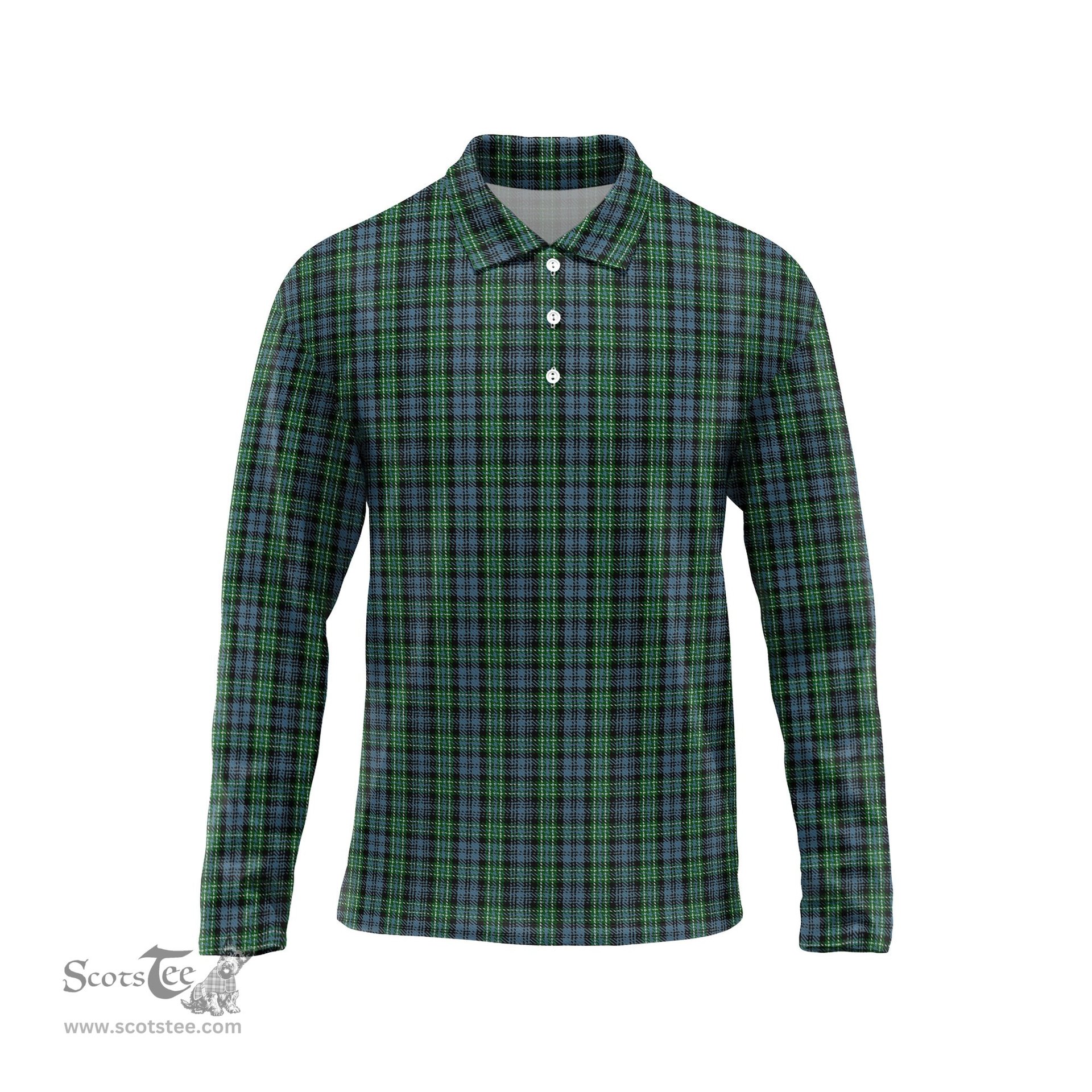 Scottish Arbuthnot Tartan Long Sleeve Plaid Polo Shirt