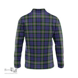 Scottish Baird Modern Tartan Long Sleeve Plaid Polo Shirt