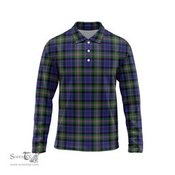 Scottish Baird Modern Tartan Long Sleeve Plaid Polo Shirt