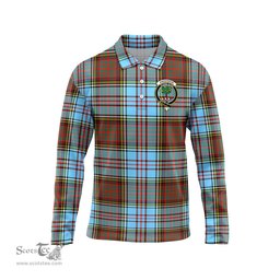 Scottish Anderson Ancient Clan Crest Tartan Polo Long Sleeve Plaid Polo Shirt