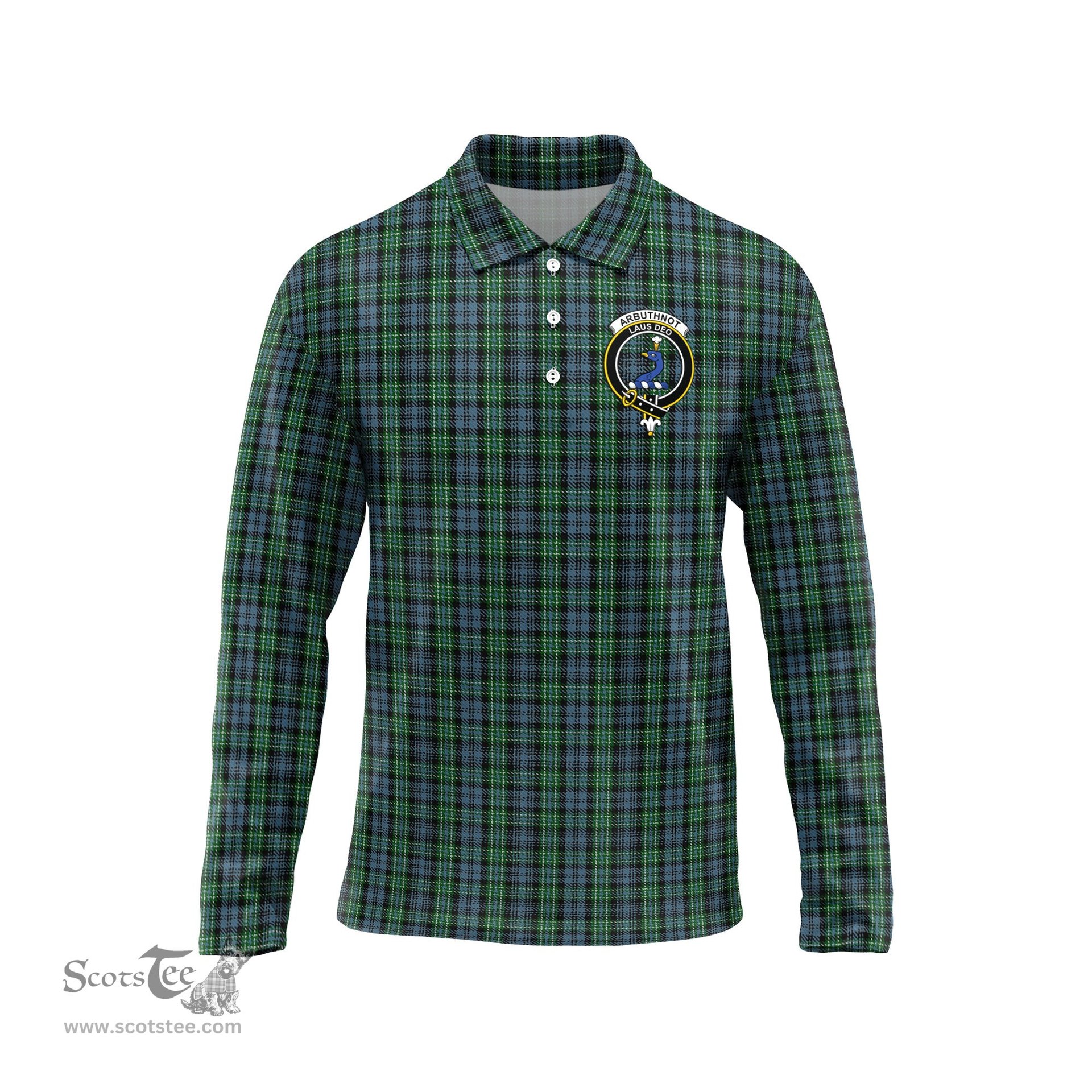 Scottish Arbuthnot Clan Crest Tartan Polo Long Sleeve Plaid Polo Shirt