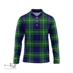 Scottish Alexander Tartan Long Sleeve Plaid Polo Shirt