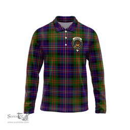 Scottish Cameron of Erracht Modern Clan Crest Tartan Polo Long Sleeve Plaid Polo Shirt