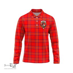 Scottish Burnett Modern Clan Crest Tartan Polo Long Sleeve Plaid Polo Shirt