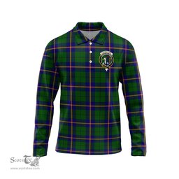 Scottish Carmichael Modern Clan Crest Tartan Polo Long Sleeve Plaid Polo Shirt